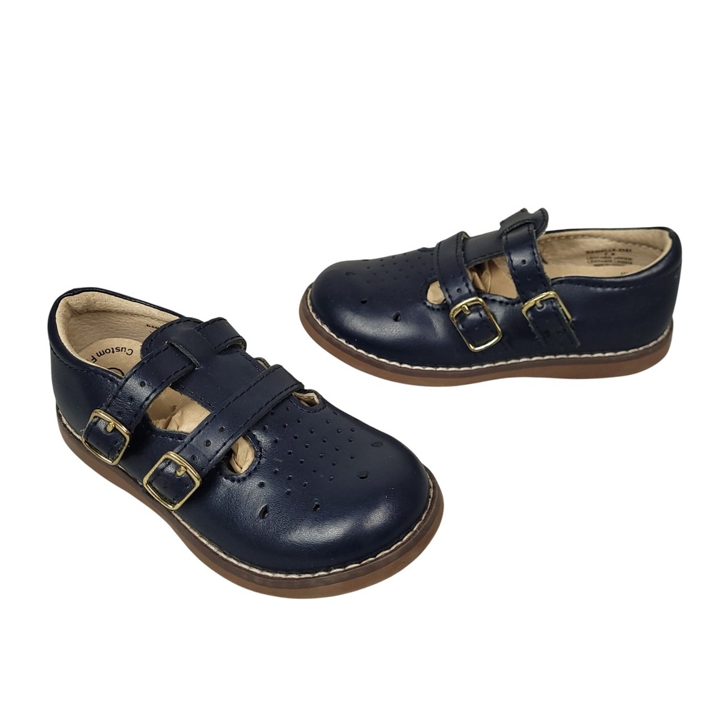 Footmates Danielle Mary Jane Shoes Toddler 7.5 Double Buckle Girls Navy Blue